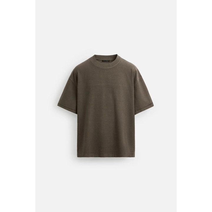 Футболка прямого кроя из плотного хлопкового трикотажа