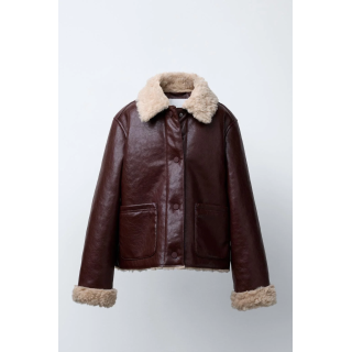 ДВУСТОРОННЯЯ КУРТКА ИЗ ОВЧИНЫ И ИСКУССТВЕННОЙ КОЖИ