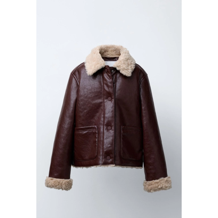 ДВУСТОРОННЯЯ КУРТКА ИЗ ОВЧИНЫ И ИСКУССТВЕННОЙ КОЖИ