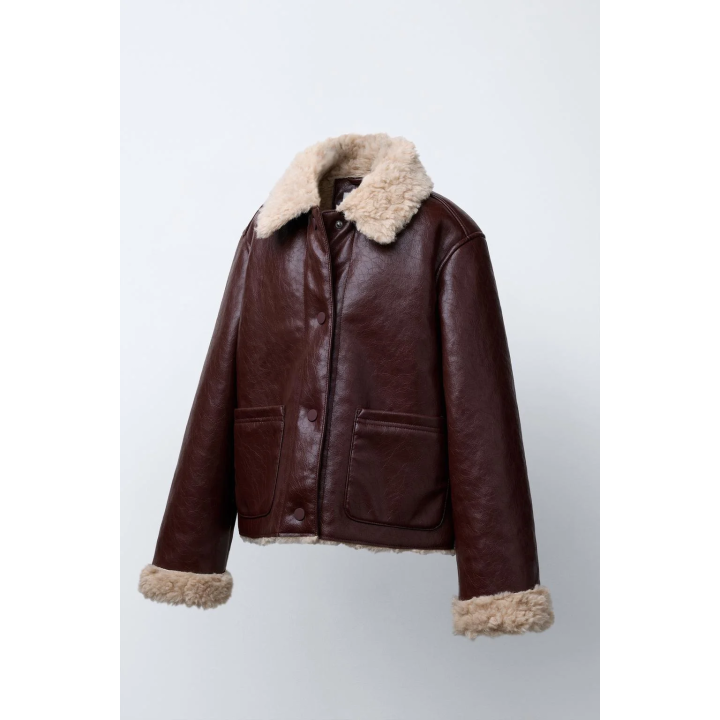 ДВУСТОРОННЯЯ КУРТКА ИЗ ОВЧИНЫ И ИСКУССТВЕННОЙ КОЖИ