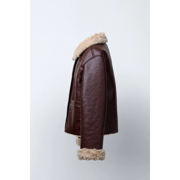 ДВУСТОРОННЯЯ КУРТКА ИЗ ОВЧИНЫ И ИСКУССТВЕННОЙ КОЖИ