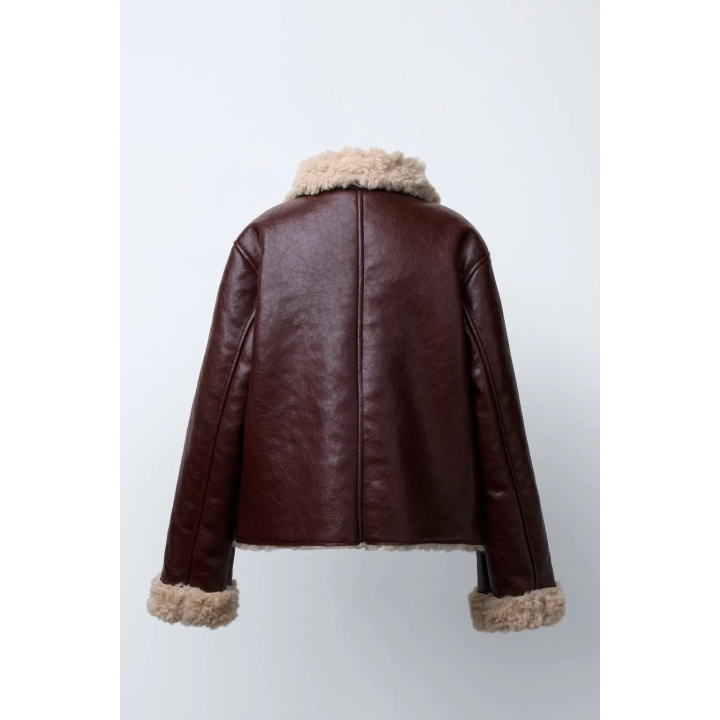 ДВУСТОРОННЯЯ КУРТКА ИЗ ОВЧИНЫ И ИСКУССТВЕННОЙ КОЖИ