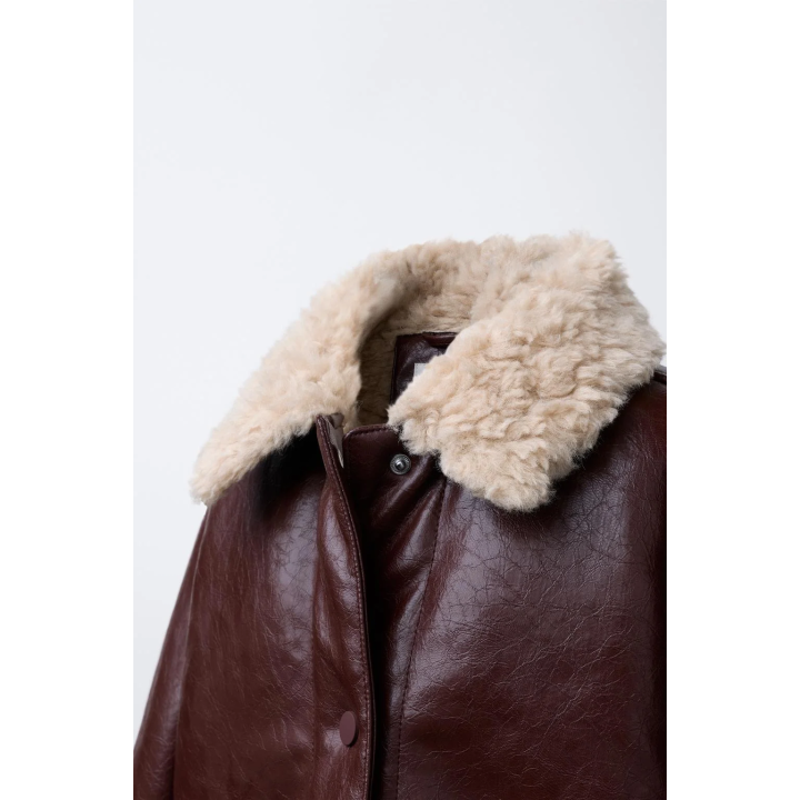 ДВУСТОРОННЯЯ КУРТКА ИЗ ОВЧИНЫ И ИСКУССТВЕННОЙ КОЖИ