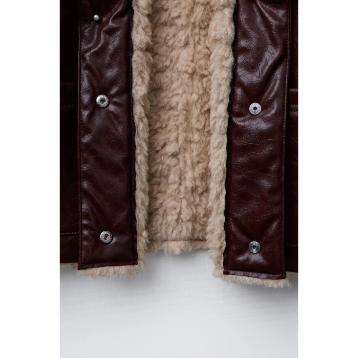 ДВУСТОРОННЯЯ КУРТКА ИЗ ОВЧИНЫ И ИСКУССТВЕННОЙ КОЖИ