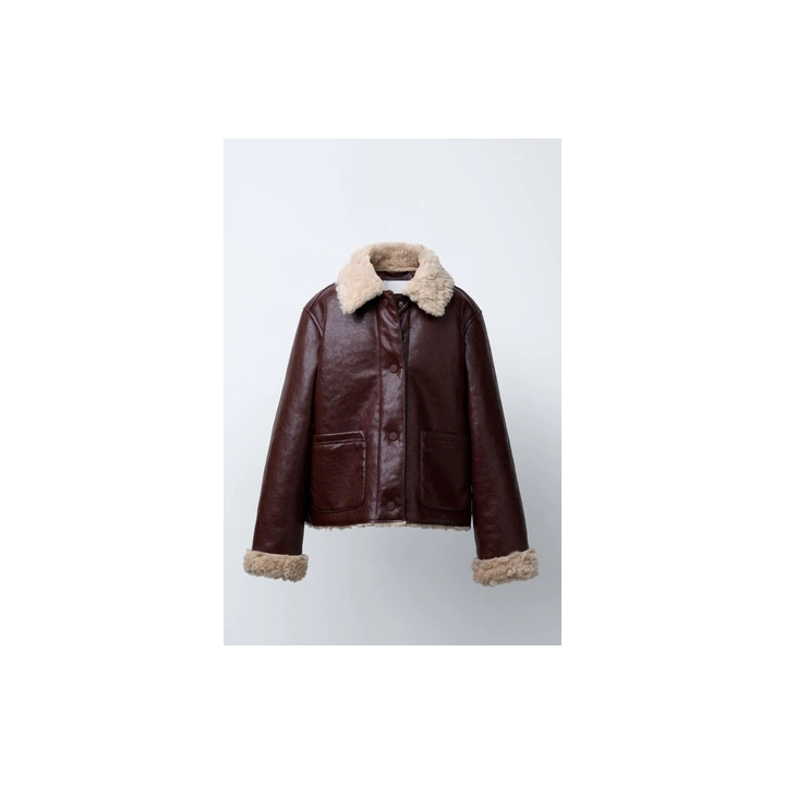 ДВУСТОРОННЯЯ КУРТКА ИЗ ОВЧИНЫ И ИСКУССТВЕННОЙ КОЖИ