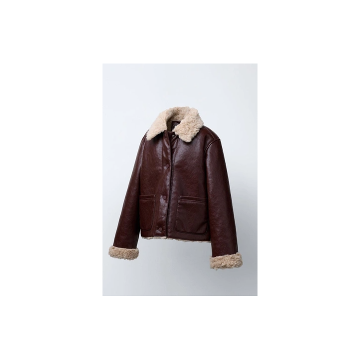 ДВУСТОРОННЯЯ КУРТКА ИЗ ОВЧИНЫ И ИСКУССТВЕННОЙ КОЖИ