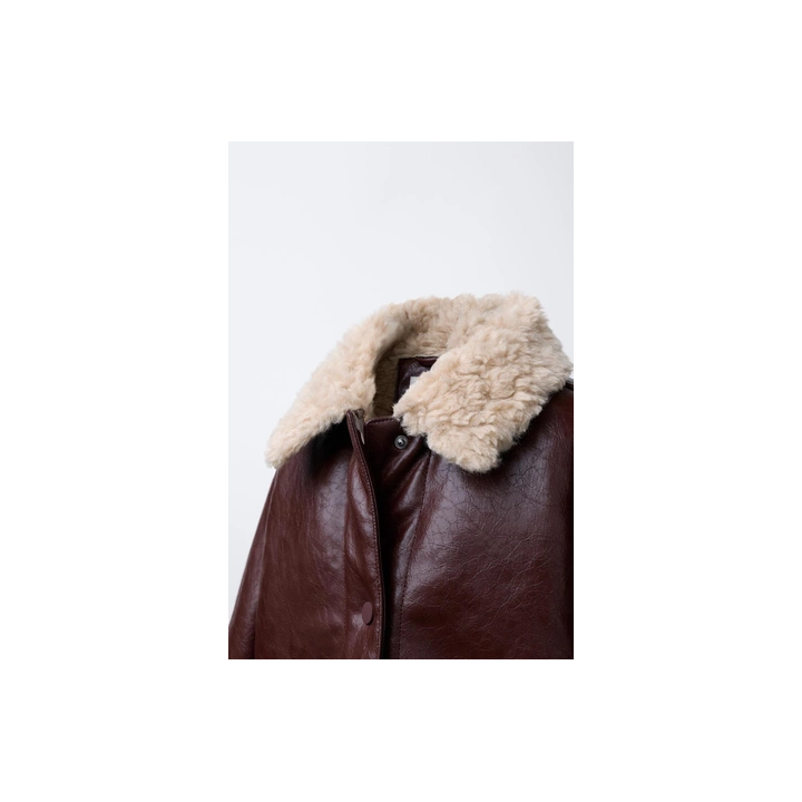 ДВУСТОРОННЯЯ КУРТКА ИЗ ОВЧИНЫ И ИСКУССТВЕННОЙ КОЖИ