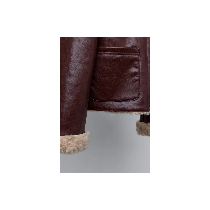 ДВУСТОРОННЯЯ КУРТКА ИЗ ОВЧИНЫ И ИСКУССТВЕННОЙ КОЖИ