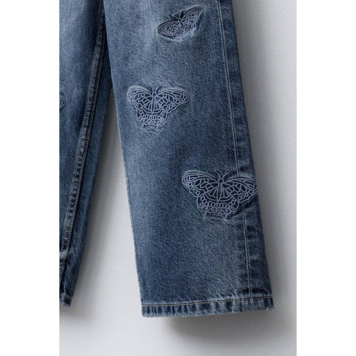 ДЖИНСЫ WIDE LEG С БАБОЧКАМИ