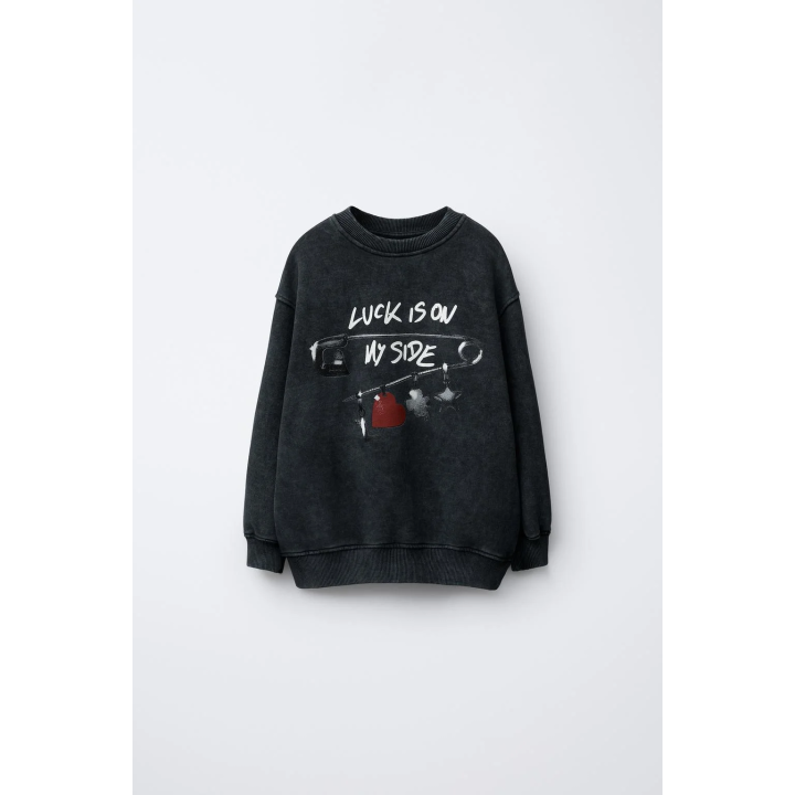 ТОЛСТОВКА С ЭФФЕКТОМ ПОТЕРТОСТИ И ПРИНТОМ