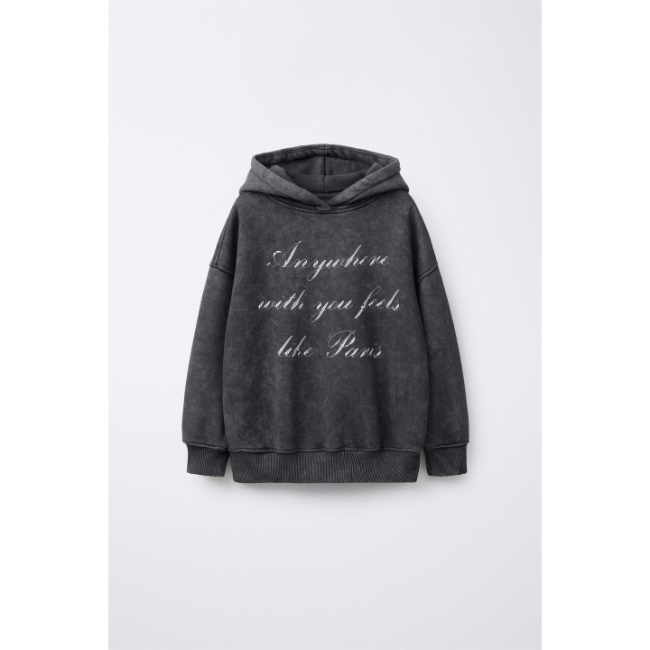 Худи с выцветшим принтом слогана