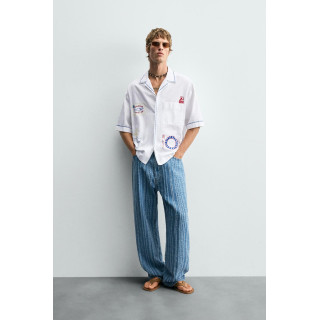 РУБАШКА С КОНТРАСТНОЙ ВЫШИВКОЙ