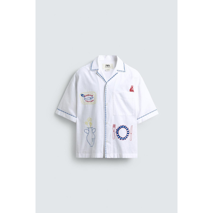 РУБАШКА С КОНТРАСТНОЙ ВЫШИВКОЙ