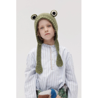 Шапка-бини из 100% шерсти limited edition с ушками лягушки