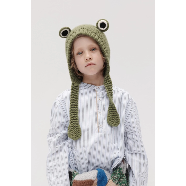 Шапка-бини из 100% шерсти limited edition с ушками лягушки