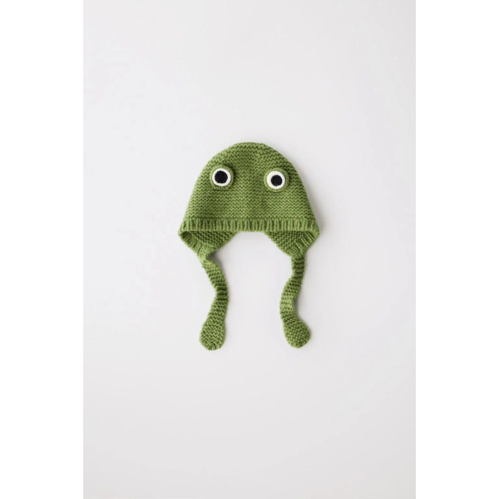 Шапка-бини из 100% шерсти limited edition с ушками лягушки