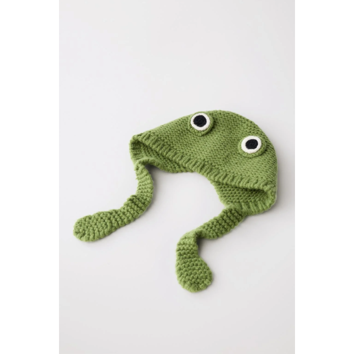 Шапка-бини из 100% шерсти limited edition с ушками лягушки