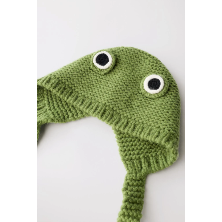 Шапка-бини из 100% шерсти limited edition с ушками лягушки