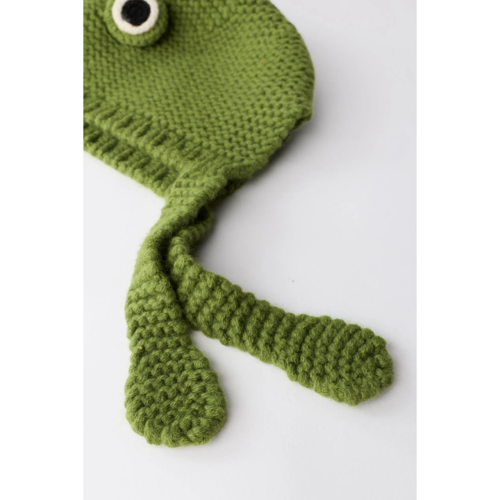 Шапка-бини из 100% шерсти limited edition с ушками лягушки