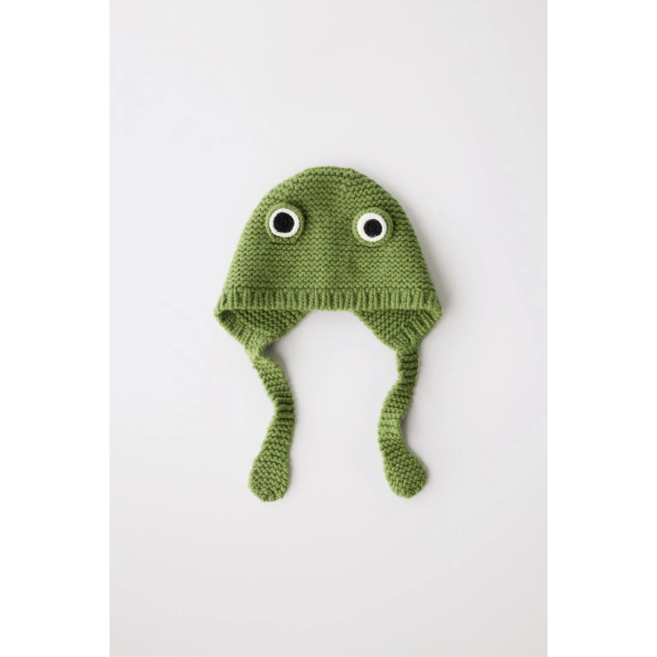 Шапка-бини из 100% шерсти limited edition с ушками лягушки