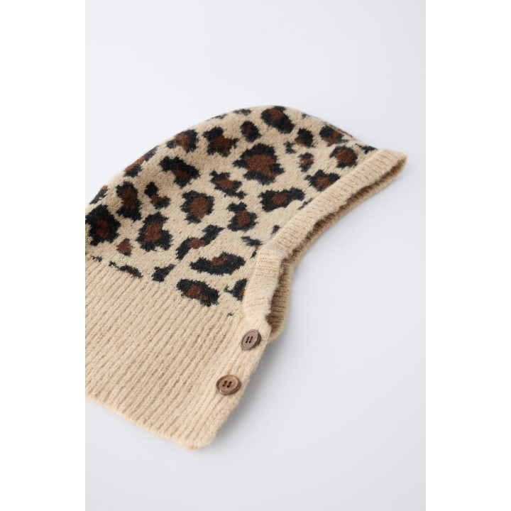 ТРИКОТАЖНАЯ БАЛАКЛАВА С АНИМАЛИСТИЧЕСКИМ ПРИНТОМ