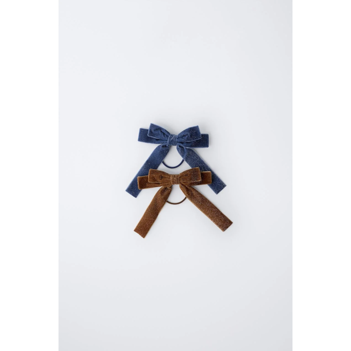 НАБОР ИЗ 2 РЕЗИНОК ДЛЯ ВОЛОС С БАНТАМИ ИЗ БАРХАТА И БЛЕСКА