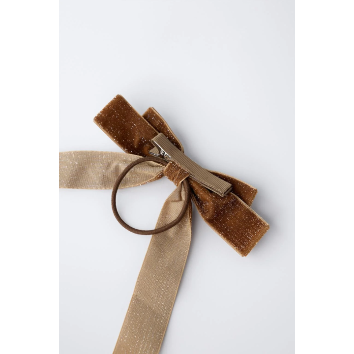 НАБОР ИЗ 2 РЕЗИНОК ДЛЯ ВОЛОС С БАНТАМИ ИЗ БАРХАТА И БЛЕСКА