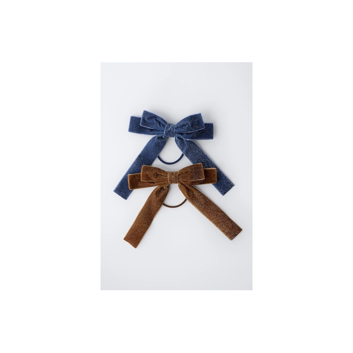 НАБОР ИЗ 2 РЕЗИНОК ДЛЯ ВОЛОС С БАНТАМИ ИЗ БАРХАТА И БЛЕСКА