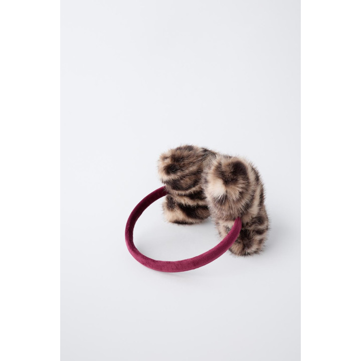 НАУШНИКИ ИЗ ИСКУССТВЕННОГО МЕХА С АНИМАЛИСТИЧЕСКИМ ПРИНТОМ