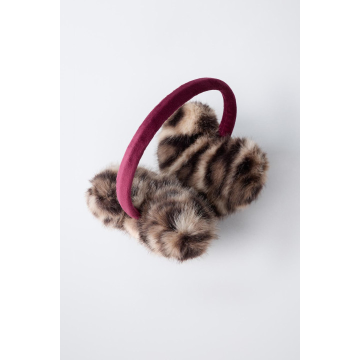 НАУШНИКИ ИЗ ИСКУССТВЕННОГО МЕХА С АНИМАЛИСТИЧЕСКИМ ПРИНТОМ