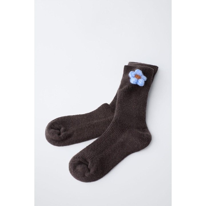 Носки из шерсти с цветочным аппликей