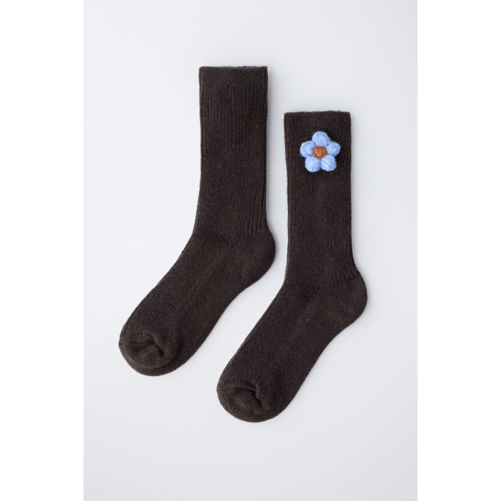 Носки из шерсти с цветочным аппликей