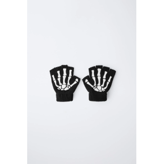 ВЯЗАНЫЕ МИТЕНКИ С КАРНАВАЛЬНЫМ ПРИНТОМ «СКЕЛЕТ»