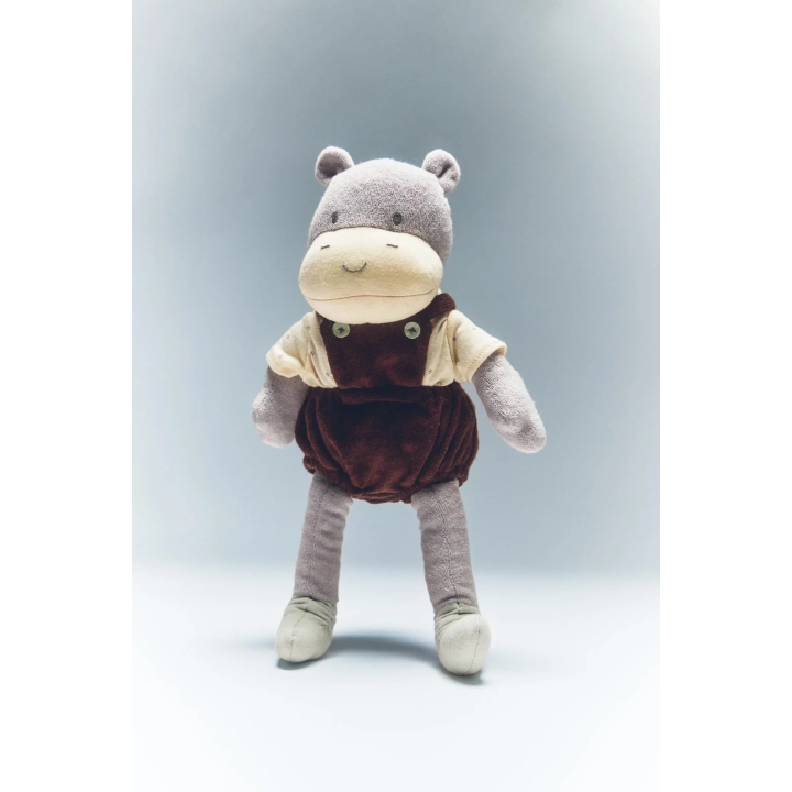 Детская музыкальная мягкая игрушка бегемот