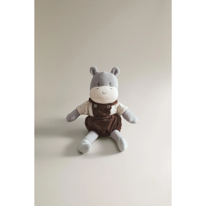 Детская музыкальная мягкая игрушка бегемот