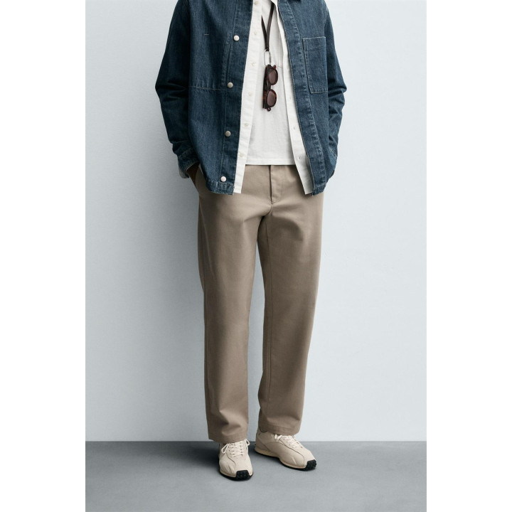 БРЮКИ STRAIGHT FIT ИЗ ТКАНИ С УЗОРОМ