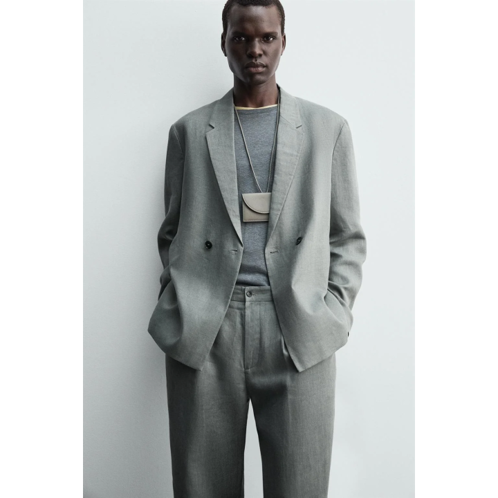 ДВУБОРТНЫЙ КОСТЮМНЫЙ БЛЕЙЗЕР ИЗ 100% ЛЬНА