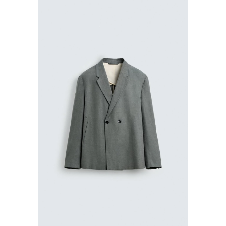 ДВУБОРТНЫЙ КОСТЮМНЫЙ БЛЕЙЗЕР ИЗ 100% ЛЬНА