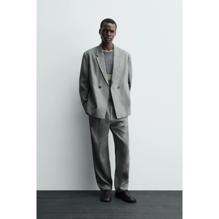 ДВУБОРТНЫЙ КОСТЮМНЫЙ БЛЕЙЗЕР ИЗ 100% ЛЬНА