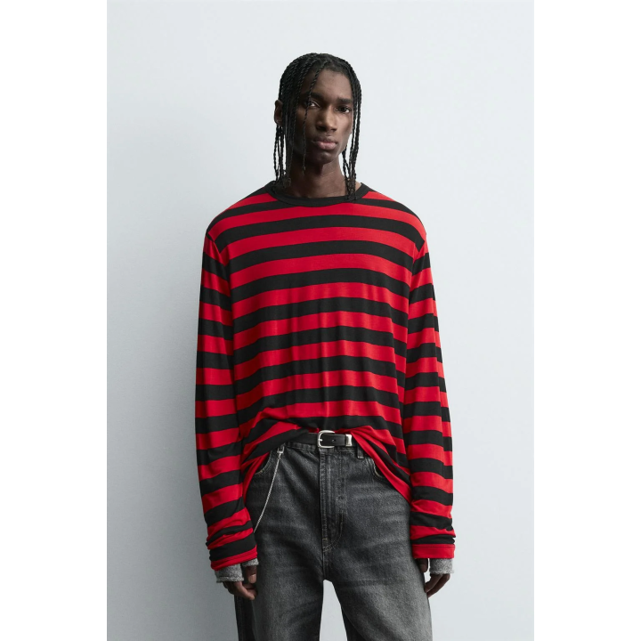 ФУТБОЛКА В ПОЛОСКУ С КОНТРАСТОМ