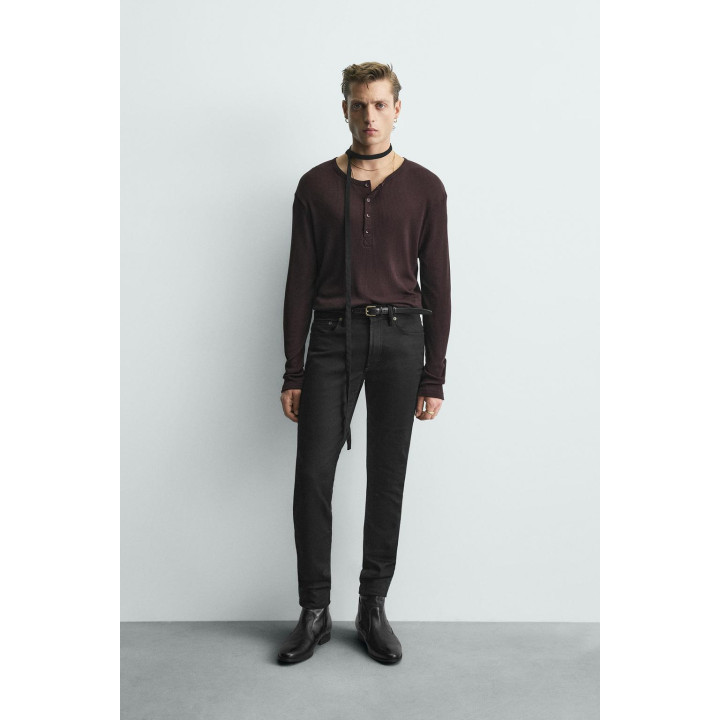 Футболка с воротником henley из лиоцелла и хлопка