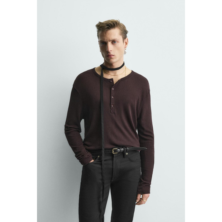 Футболка с воротником henley из лиоцелла и хлопка