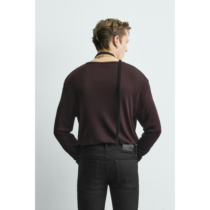 Футболка с воротником henley из лиоцелла и хлопка