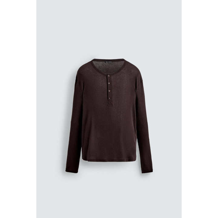 Футболка с воротником henley из лиоцелла и хлопка