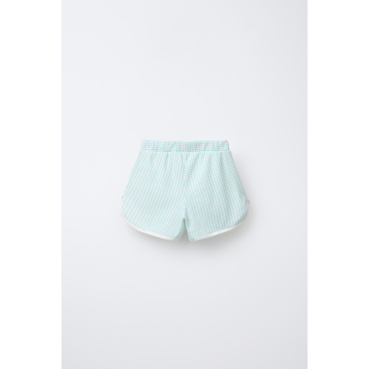 Пижама с футболкой и горчичковым шортами в клетку и цветочным принтом, 2-6 лет