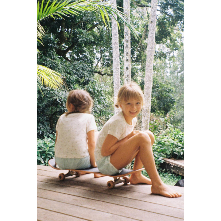 Пижама с футболкой и бермудами клетка и цветочный принт для детей 6-14 лет