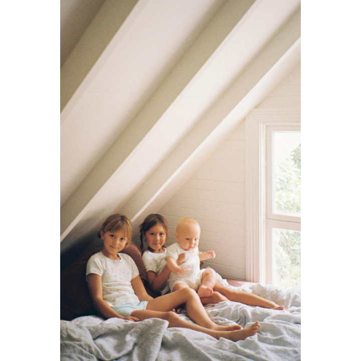 Пижама с футболкой и бермудами клетка и цветочный принт для детей 6-14 лет