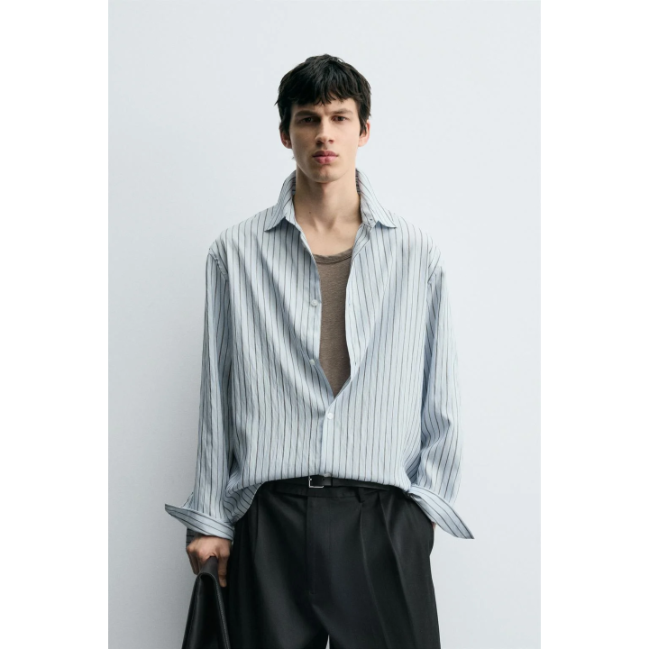 РУБАШКА ИЗ РЕЛЬЕФНОЙ ТКАНИ В ПОЛОСКУ