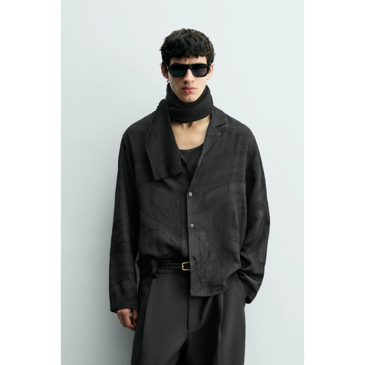 БЛУЗА JACQUARD ИЗ ПОЛУПРОЗРАЧНОЙ ТКАНИ