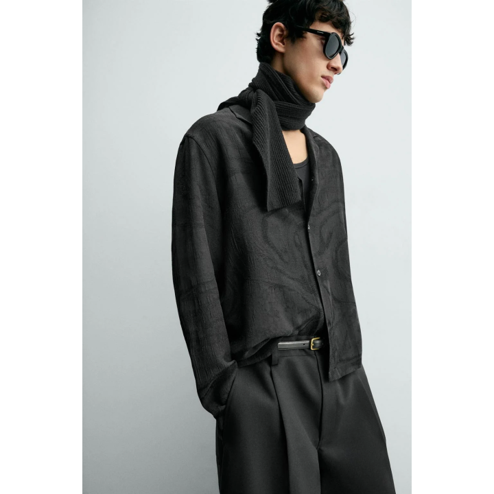 БЛУЗА JACQUARD ИЗ ПОЛУПРОЗРАЧНОЙ ТКАНИ